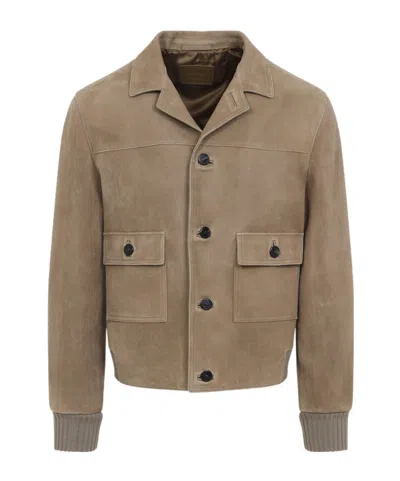 PRADA SUEDE PATCH-POCKET JACKET