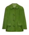 Prada Giacca In Pelle Scamosciata Verde Donna In Green