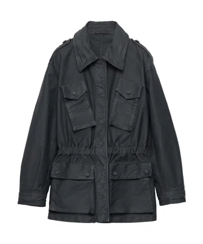 Prada Safarijacke Aus Old Baumwolle In Bleigrau