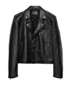 Prada Lapel Long-sleeved Leather Jacket In Black