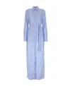 Prada Lapel Long-sleeved Shirt Dress In Light Blue