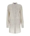 Prada Lapel Long-sleeved Shirt Dress In Petal Powder