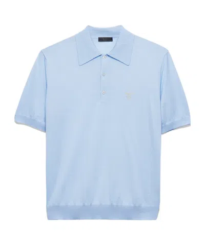 PRADA PRADA LOGO EMBROIDERED SHORT SLEEVED POLO SHIRT