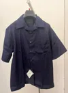 Prada Lapel Short-sleeved Shirt In Black