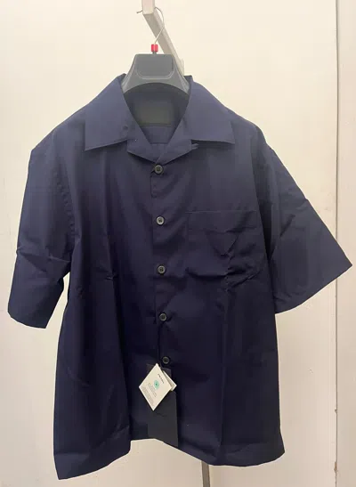 Prada Lapel Short-sleeved Shirt In Black