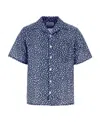 Prada Blue Printed Poplin Shirt In Blue