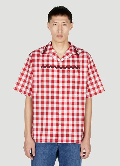 Prada Lapel Short-sleeved Shirt In Biancoroso