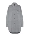 Prada Cashgora Piuma Oversize Button-front Coat In Grey