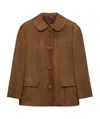 Prada Suede Collared Jacket In Brown