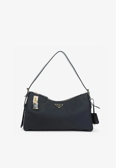 PRADA LARGE AIMÉE RE-NYLON AND LEATHER SHOULDER BAG