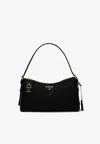 Prada Large Re-nylon And Leather Shoulder Handbag In Black