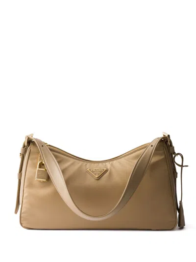 Prada Large Aimée Shoulder Bag In Brown