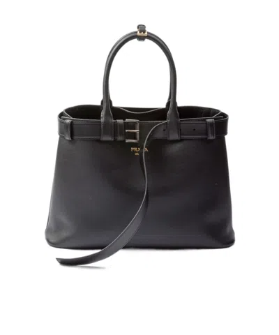 PRADA PRADA OPEN-TOP LARGE BELTED HANDBAG