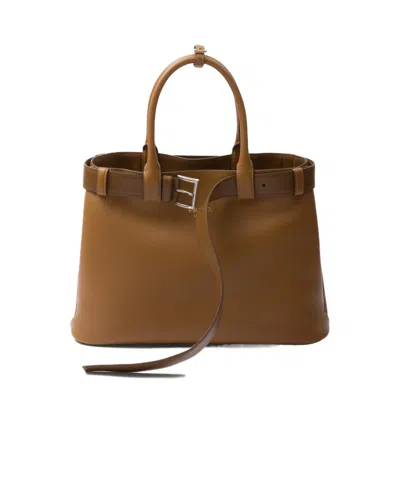 PRADA PRADA OPEN-TOP LARGE BELTED HANDBAG