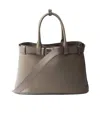 Prada Buckle Large Leather Handbag With Belt In Muddy Gray
