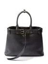 Prada Buckle Large Leather Handbag With Belt In Schwarz