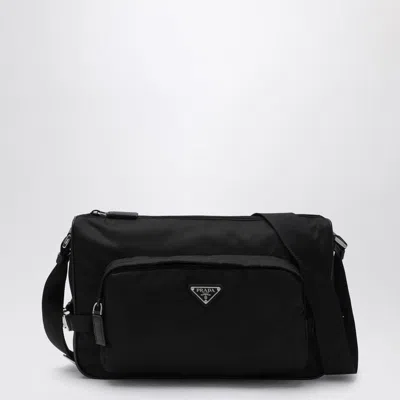 Prada Large Black Crossbody Bag In Re-nylon And Saffiano