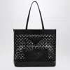 Prada Large Black Perforated Leather Shopping Bag Women In Black