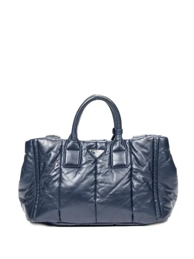 Pre-owned Prada Large Bomber Tote Bag In Blue