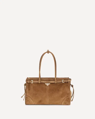 Prada Large Bonnie Shoulder Bag In Sand