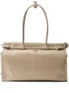 Prada Large Enamel Triangle Logo Belted Handbag In Neutrals