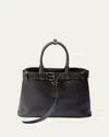 Prada Large Buckle Grain Leather Top-handle Bag