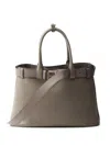 Prada Buckle Large Leather Handbag With Belt In Grey