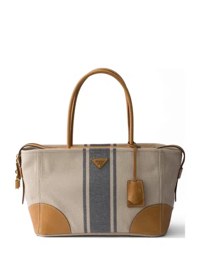 Prada Beige Logo Large Tote