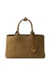 Prada Giardiniera Canvas Tote Bag In Brown
