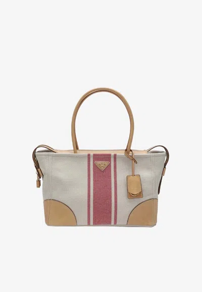Prada Large Canvas Tote Bag In Multi