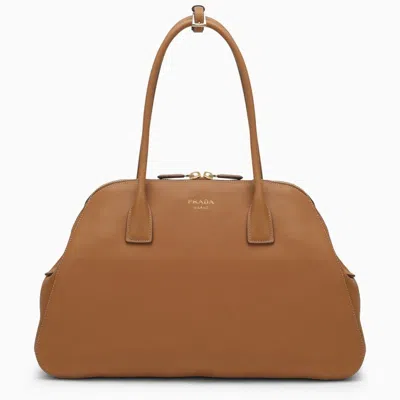 Prada Womens Brown Logo-embossed Large Saffiano Leather Tote Bag In Orange