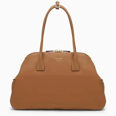 Prada Large Caramel-coloured Leather Shopping Bag Women In Orange