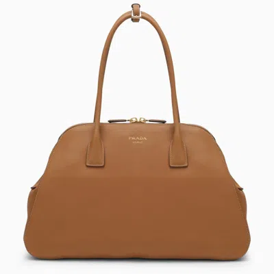 Prada Womens Brown Logo-embossed Large Saffiano Leather Tote Bag In Orange