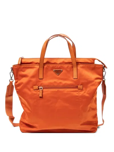 Pre-owned Prada Large Convertible Tote Bag In Orange