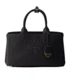 Prada Large Cotton Canvas Handbag In Black