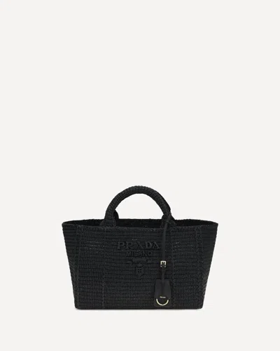 Prada Large Crochet Tote Bag In Black