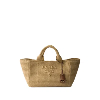Prada Large Crochet Tote Bag In Neutral