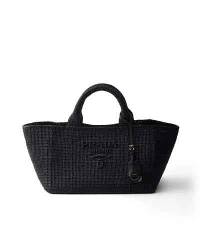 Prada Large Crochet Tote Bag With Leather Details