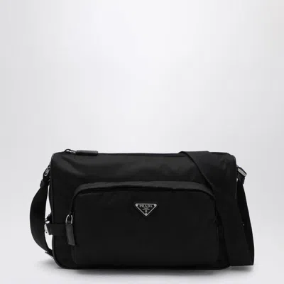 Prada Large Crossbody Bag In Re-nylon And Saffiano In Black