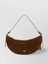 Prada Brown Suede Large Demi-lune Shoulder Bag