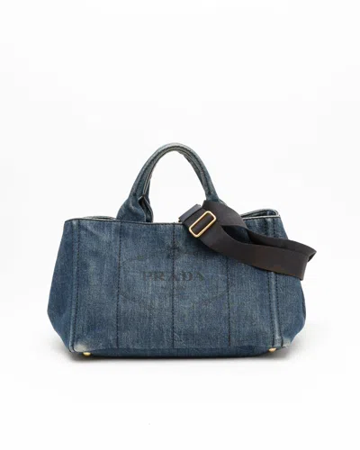 Prada Large Denim Canapa Bag