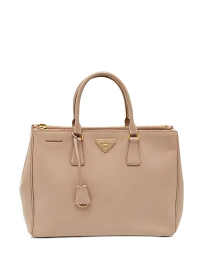 Pre-owned Prada Large Double Zip Saffiano Lux Tote Bag In Pink