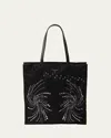 Prada Patch Embroidered Quilted Tote Bag In Black