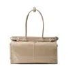 Prada Large Enamel Triangle Logo Belted Handbag In Brown