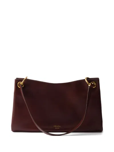 Prada Large Etude Shoulder Bag In Brown