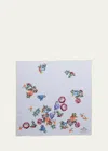 Prada Large Floral Silk Scarf In F0276 Acciaio