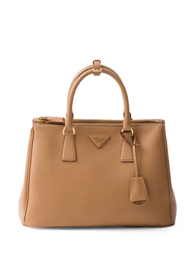 Prada Galleria Large Grain Leather Top-handle Bag In F0018 Naturale