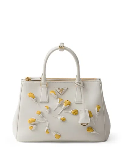 Prada Large Galleria Saffiano Leather Handbag In White