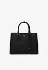 Prada Large Galleria Saffiano Leather Top Handle Bag In Black