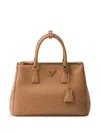 Prada Large Galleria Studded Leather Bag In Neutrals